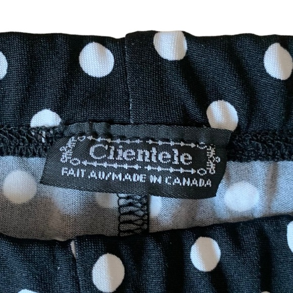 Vintage Clientele M made in Canada stretchy black white polka dot clam diggers - Picture 4 of 4